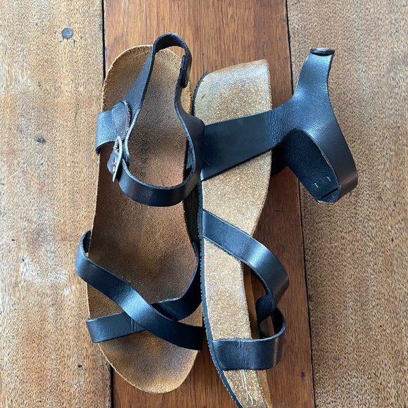 Lola Sabbia: For EricMichael: Strappy Cork-Soled Sandals w/ Brown Leather Straps - Picture 4 of 4